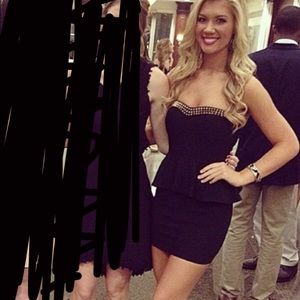 Sweetheart Black and gold peplum dress size 4